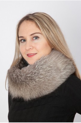 Grey fox fur neck warmer